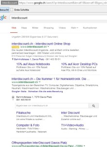 Bildschirmfoto: AdSense-Werbung von Interdiscount. Die AdSense-Agentur meint es wohl kaum gut mit ihren Kunden, oder was soll der Sinn sein, für Besucher zu zahlen, die eh kommen?