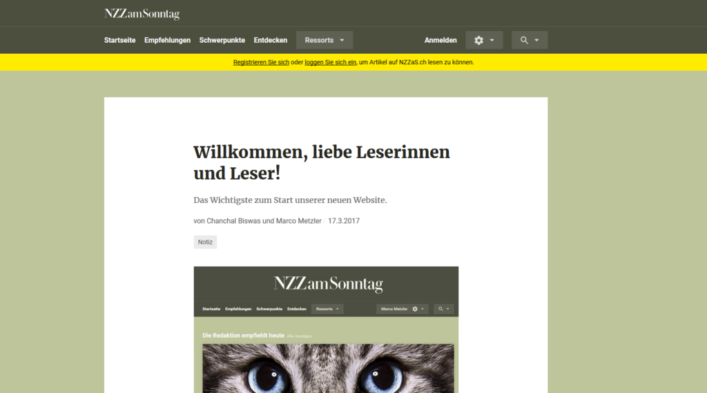 Chanchal Biswas und Marco Metzler, welche den neuen Internetauftritt anpreisen, leiden in meinen Augen unter einer Geschmacksstörung.